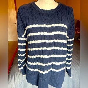 Philosophy cable knit crew neck cardigan sweater size medium